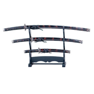 3 Pcs Sword Set W/Burgundy SAMURAI SWORD SET