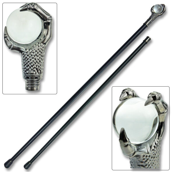 Claw Walking Cane Sword  37 in Staff  W Crystal  Ball