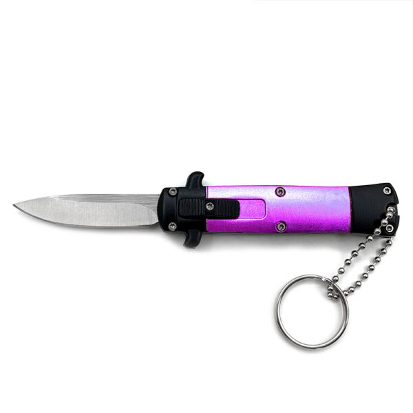 Mini Purple Key Chain OTF Knife Drop Point