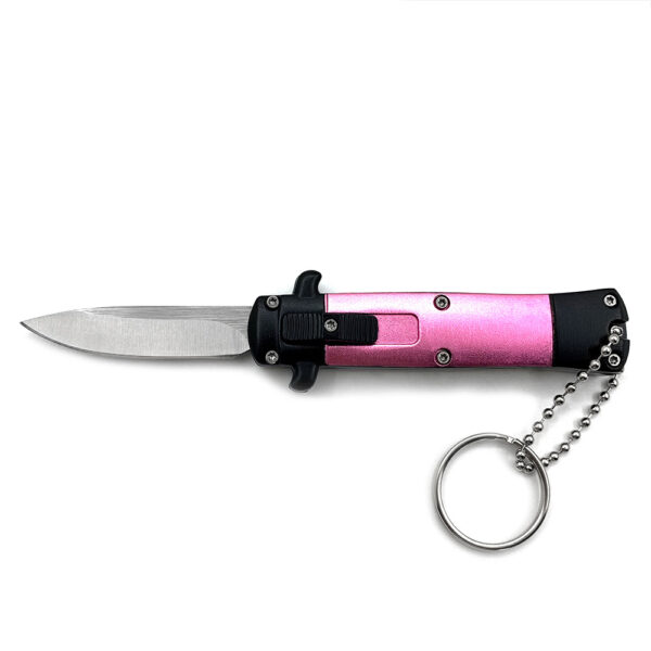 Mini Pink Key Chain OTF Knife Drop Point