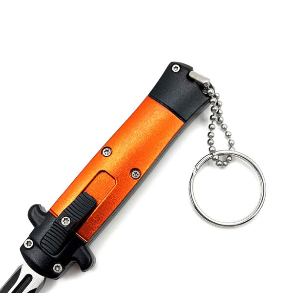 Mini Orange Key Chain OTF Knife Double Edge Blade
