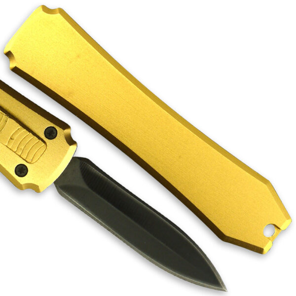 Legends Micro OTF Stiletto Blade Knife GOLD Out The Front