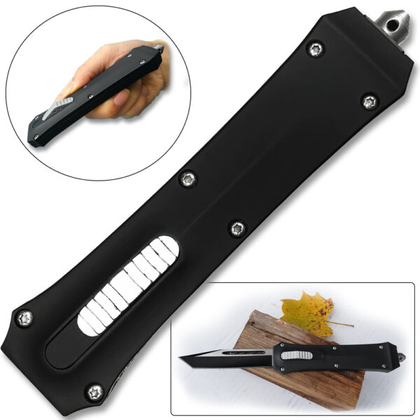 Tanto Double Action Out The Front Auto Knives Black