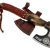 WHITE DEER Hand Forged Viking Axe With Custom Viking Etched  Brown Leather Wrapped Handle