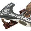 WHITE DEER Hand Forged Viking Axe With Custom Viking Etched  Brown Leather Wrapped Handle