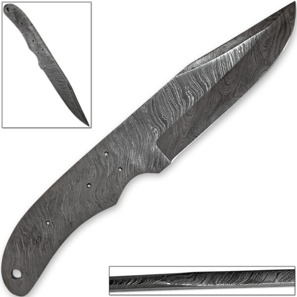 White Deer Build-Your-Own Damascus Knife Blank FULL PATTERN 100% Forged 1095 Steel