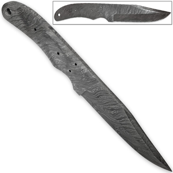 White Deer Build-Your-Own Damascus Knife Blank FULL PATTERN 100% Forged 1095 Steel