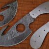 White Deer Gut Hook Damascus Skinner Knife Blank Blade DIY Make Your Own