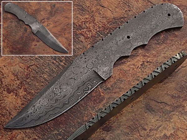 White Deer Blank Blade Knife Damascus Eye Bird Pattern Steel Full Tang Skinner