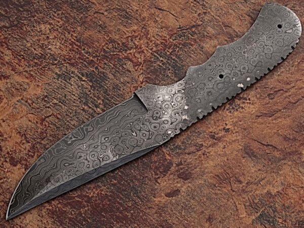 White Deer Blank Blade Knife Damascus Eye Bird Pattern Steel Full Tang Skinner