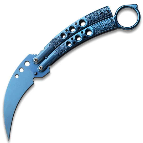 Blue Karambit Tactical Butterfly Knife Sharp Limited Edition