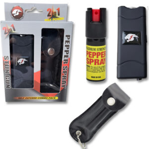 BLACK SELF DEFENSE COMBO (STUN GUN / PEPPER SPRAY