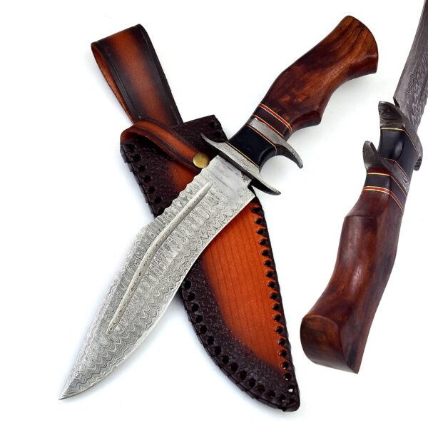 White Deer Custom Made Damascus Steel Bowie Ranger Knife with Cocobolo Wood Handle