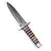 White Deer  Unique Round Handle Custom Damascus Double Edge Dagger