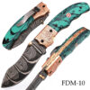 White Deer Executive Marble Series Damascus Folding Knife Brass & Copper File work