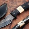 White Deer General Patton's Custom Damascus Knife 1095 HC Steel Razor Sharp