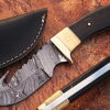 WHITE DEER Damascus Steel Hunting Knife Camel Bone & Buffalo Horn Handle