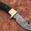 WHITE DEER Damascus Steel Hunting Knife Camel Bone & Buffalo Horn Handle