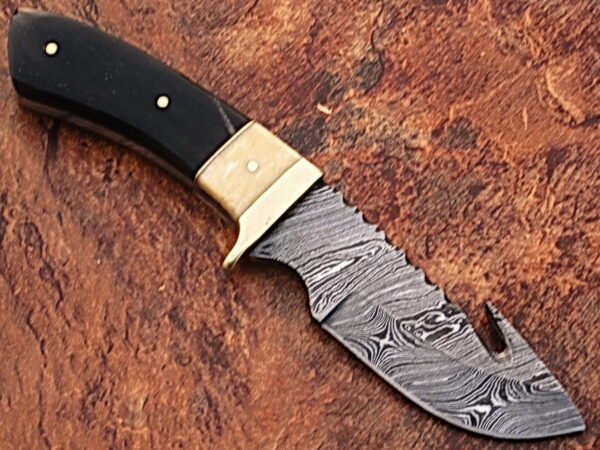 WHITE DEER Damascus Steel Hunting Knife Camel Bone & Buffalo Horn Handle