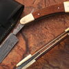 White Deer Damascus Steel Straight Razor w/ Camel Bone & Wood Handle