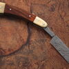 White Deer Damascus Steel Straight Razor w/ Camel Bone & Wood Handle