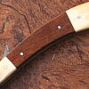 White Deer Damascus Steel Straight Razor w/ Camel Bone & Wood Handle