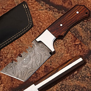 CUSTOM MADE DAMASCUS STEEL TRACKER TANTO  KNIFE