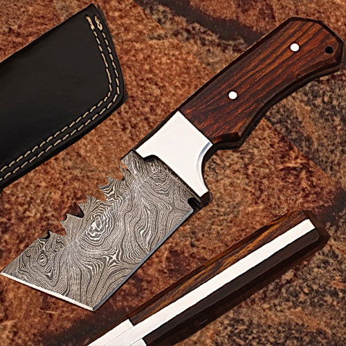 CUSTOM MADE DAMASCUS STEEL TRACKER TANTO  KNIFE
