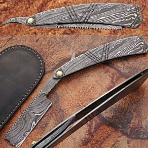 CUSTOM MADE DAMASCUS TWIST PATTERN FULL DAMASCUS RAZOR