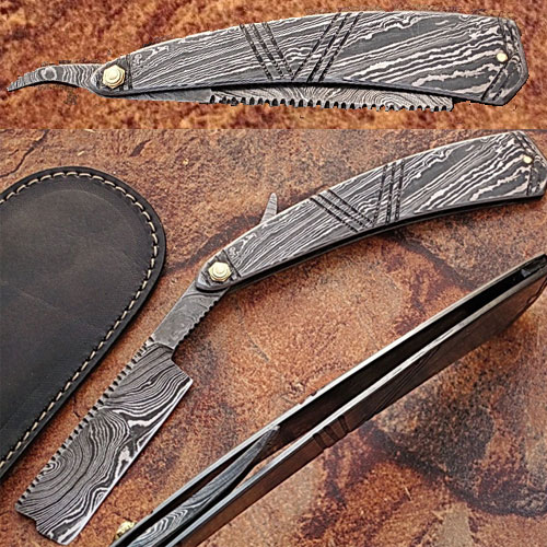CUSTOM MADE DAMASCUS TWIST PATTERN FULL DAMASCUS RAZOR