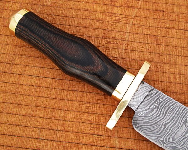 Whit Deer Damascus Steel  Steel Laredo Bowie Black Micarta  wood Handle
