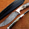 White Deer Damascus Steel Bowie W/Giraffe Bone & Copper Bolster EXCLUSIVE