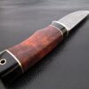 White Deer Rebel Komrad Damascus Knife Custom Walnut Hardwood Handle