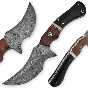 1095HC Damascus Steel Blade  Buffalo Horn Camel Bone Handle Skinner                                    CAMEL BONE,HARD WOOD BOLSTER
