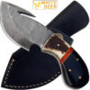WHITE DEER Guthook Pattern Welded Damascus Steel Tracker Knife Skinner Stag Handle