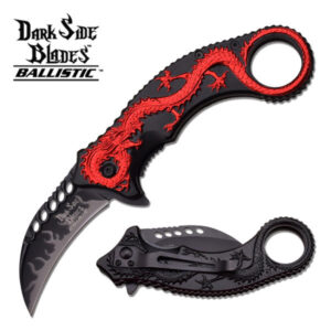 Dark Side Blades Red Dragon Spring Assisted Knife w Finger Hole