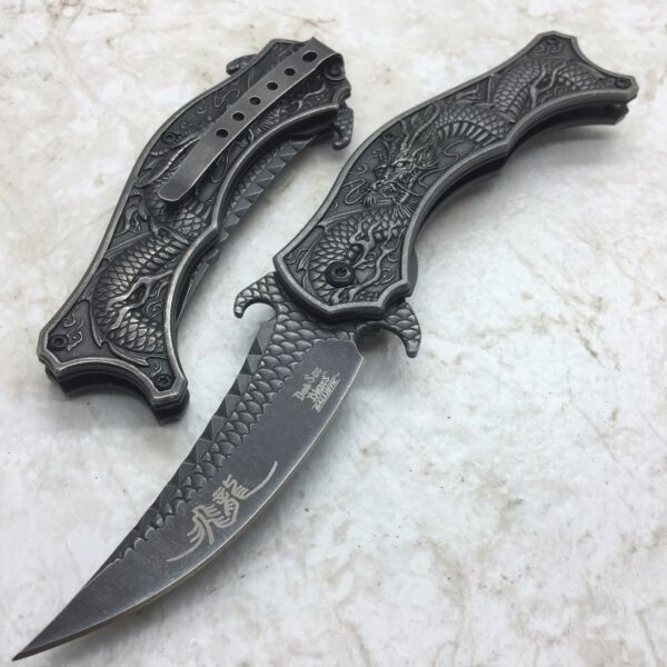 DARK SIDE BLADES Black Dragon Mirror Blade Folding Pocket Knife DS-A019SW
