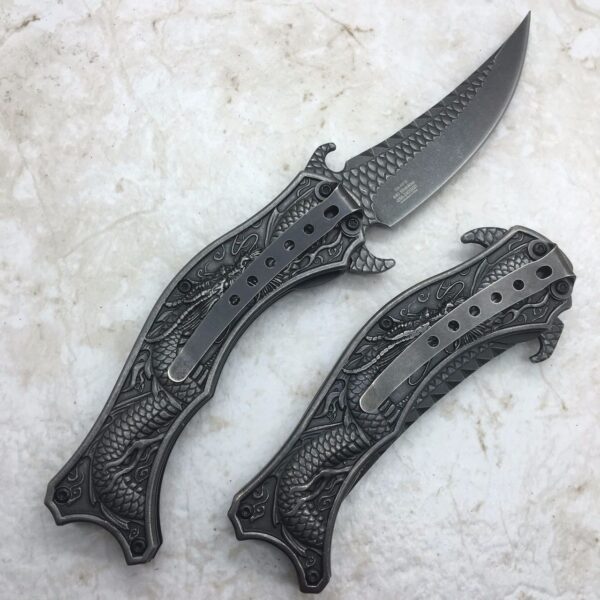 DARK SIDE BLADES Black Dragon Mirror Blade Folding Pocket Knife DS-A019SW