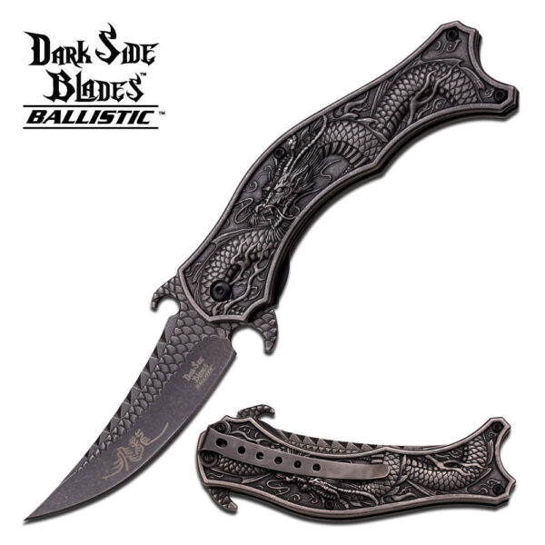 DARK SIDE BLADES Black Dragon Mirror Blade Folding Pocket Knife DS-A019SW
