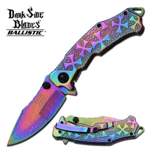 DarkSide Blades BallisticIron Cross Spring Assist KnifeRainbow
