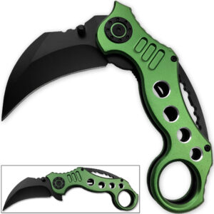 Tactical Extreme Karambit Knife | Spring Assisted Blade Green Handle