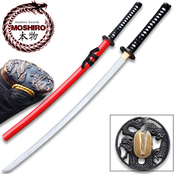 Red  Moshiro  Honmono Functional Japanese Sword Sengoku Warrior Katana