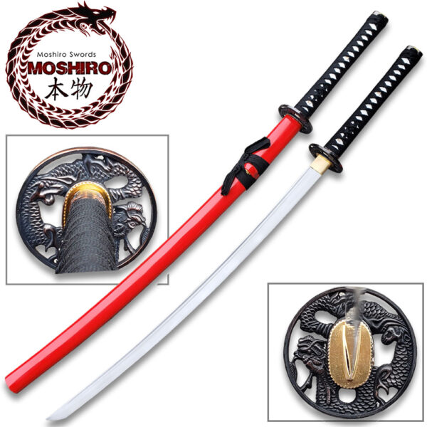 Red  Moshiro  Honmono Functional Japanese Sword Sengoku Warrior Katana
