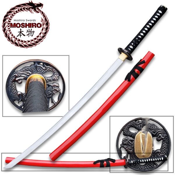 Red  Moshiro  Honmono Functional Japanese Sword Sengoku Warrior Katana