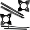 Ultimate Warrior Ninja Straitblade Katana Set All Black | Dual Knives, 2 Stars, 2 Kunai