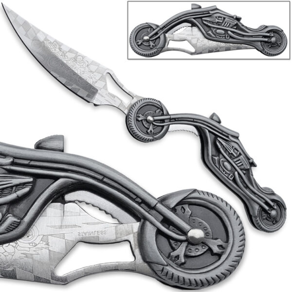 Road Rash Pocket Knife Chopper Davidson Motif 8.25in Folder Moto