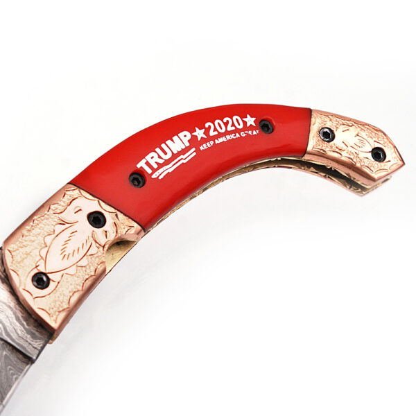 Exclusive Trump 2020  Damascus Folding Knife  Copper Bolster Limited Edition