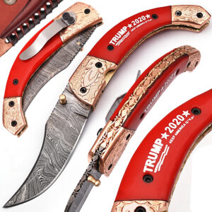 Exclusive Trump 2020  Damascus Folding Knife  Copper Bolster Limited Edition