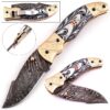 White Deer Executive Series White & Black Damascus Folding Knife