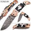 White Deer Executive Zebra Series Damascus Folding Knife Brass & Copper File work